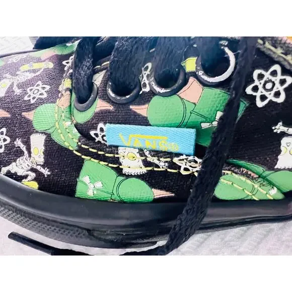 Vans x Simpsons Glow Bart Kids Sneakers Size 12 Black Green Limited Edition - Picture 7 of 11
